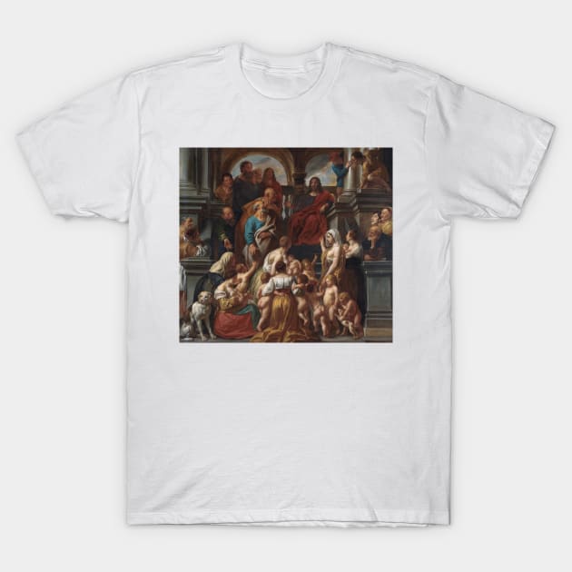 Christ Blessing Little Children. Suffer Little Children to Come Unto Me by Jacob Jordaens T-Shirt by Classic Art Stall